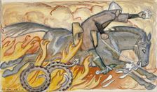 The Knight and the Snake King, Illustrated by the Seven Brothers, 1907. Creator: Akseli Gallen-Kallela