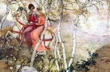 The Knight has the Young Lady c1900-1950. Artist: Elisabeth Sonrel
