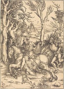 The Knight on Horseback and the Lansquenet, c. 1496/1497. Creator: Albrecht Durer