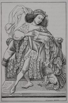 The Knight playing card from a card game, (c1420-1468), 1877. Creator: Unknown