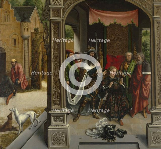 The Knighting of Saint Martin by the Emperor Constantine, ca 1514. Creator: Orley, Bernaert, van (1488-1541).