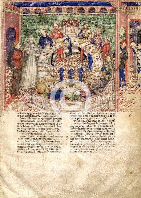 The Knights of the Round (Miniature from La Quête du Saint Graal et la Mort d'Arthus), ca 1220. Artist: Anonymous master  