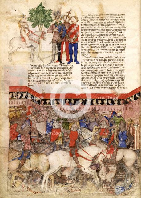 The Knights of the Round (Miniature from La Quête du Saint Graal et la Mort d'Arthus), ca 1220. Artist: Anonymous master  