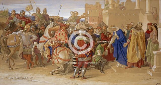 The Knights of the Round Table about to Depart in Quest of the Holy Grail, 1849. Artist: Dyce, William (1806-1864)