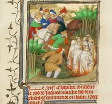 The Knights Templar Burned in the Presence of Philip the Fair and His Courtiers, ca 1413-1415. Artist: Boucicaut Master, (Master of the Hours for Marshal Boucicaut) (active 1405-1420)