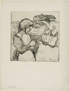 The Knitter, 1902. Creator: Theophile Alexandre Steinlen