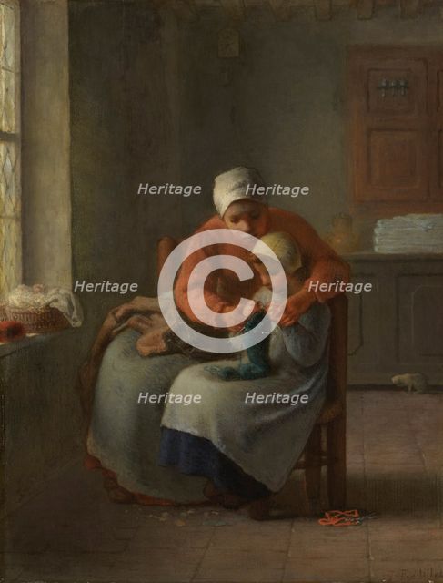 The Knitting Lesson, c1860. Creator: Jean Francois Millet.