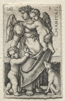 The Knowledge of God and the Seven Cardinal Virtues: Charity - Charitas. Creator: Hans Sebald Beham (German, 1500-1550)
