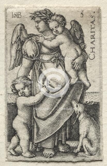 The Knowledge of God and the Seven Cardinal Virtues: Charity - Charitas. Creator: Hans Sebald Beham (German, 1500-1550).