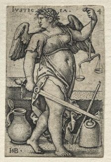 The Knowledge of God and the Seven Cardinal Virtues: Justice - Justicia. Creator: Hans Sebald Beham (German, 1500-1550)