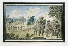 The kraal of Captain Coba (or Kobé), a chief of the Gqunukhwebe, 1777. Creator: Robert Jacob Gordon