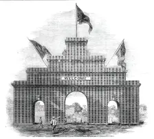 The Lumberers Arch at Ottawa, erected on the occasion of the Prince of Wales's visit to Canada,1860 Creator: Unknown