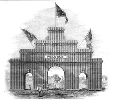 The Lumberers Arch at Ottawa, erected on the occasion of the Prince of Wales's visit to Canada,1860 Creator: Unknown