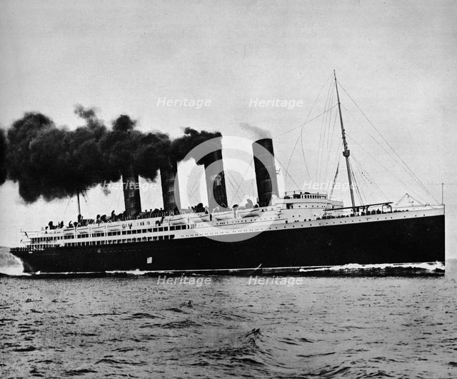 'The Lusitania at full speed', 1915. Artist: Unknown.