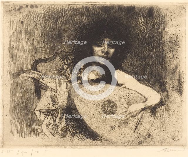 The Lute Player (La joueuse de luth), 1922. Creator: Paul Albert Besnard.