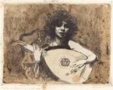 The Lute Player (La joueuse de luth), 1922. Creator: Paul Albert Besnard