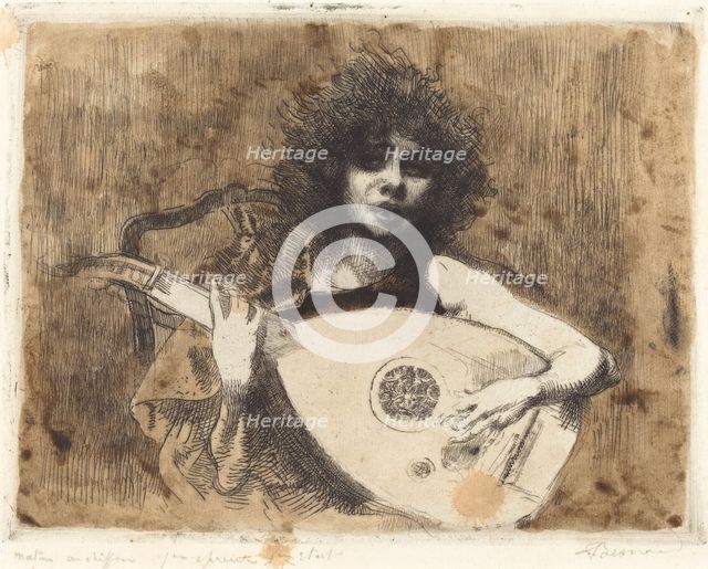The Lute Player (La joueuse de luth), 1922. Creator: Paul Albert Besnard.