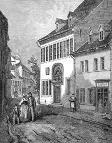 The Luther Celebration in Germany: house in which Luther was born at Eisleben, Nov. 10, 1483, (1883) Creator: Unknown