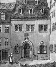 The Luther Celebration in Germany: house in which Luther died at Eisleben, Feb. 18, 1546, (1883). Creator: Unknown