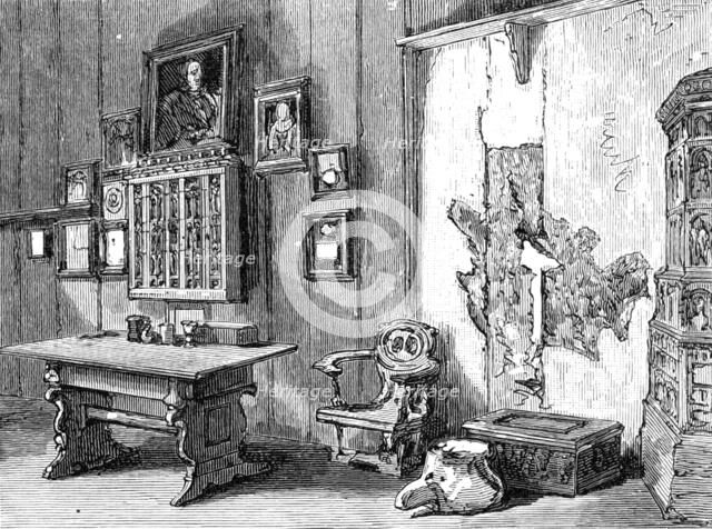 The Luther Celebration in Germany: Luther's room in the Wartburg, at Eisenach, 1883. Creator: Unknown.