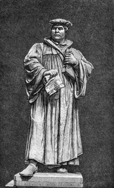 The Luther Celebration in Germany: the statue of Luther at Eisleben, 1883. Creator: Unknown