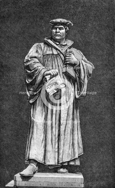 The Luther Celebration in Germany: the statue of Luther at Eisleben, 1883. Creator: Unknown.
