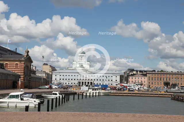 The Lutheran Cathedral seen from the South Harbour, Helsinki, Finland, 2011. Creator: Sheldon Marshall.