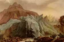 The Lütschinen Issuing from the Lower Grindelwald Glacier 1782-1785, (1946). Creator: Charles-Melchior Descourtis