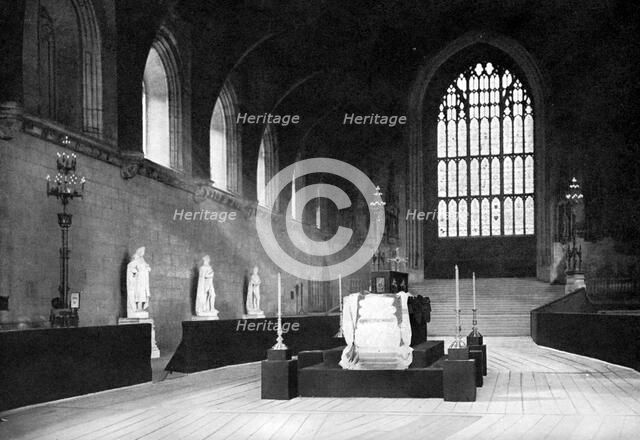 The lying in state of William Gladstone, Westminster Hall, London, 1898 (c1905).Artist: John Benjamin Stone
