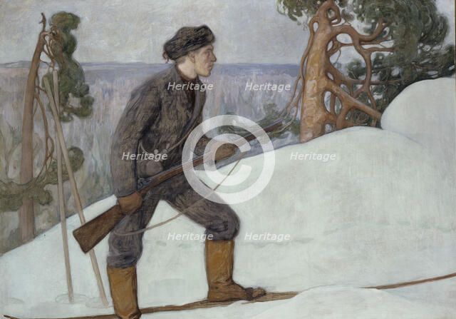 The Lynx Hunter, 1900. Creator: Pekka Halonen.