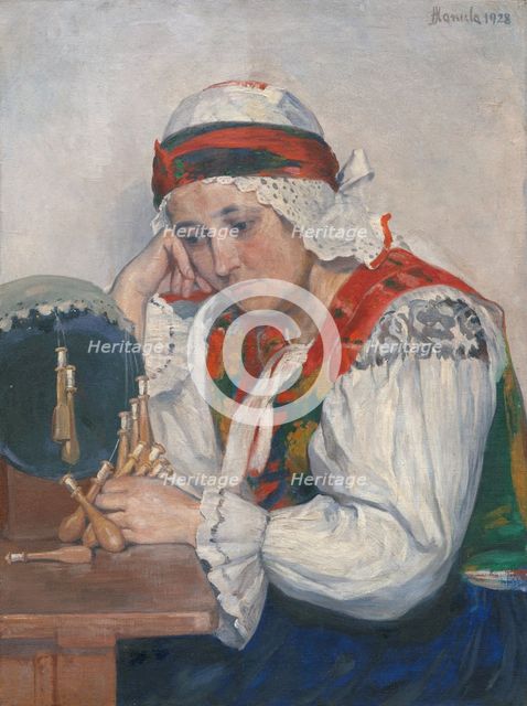 The Lacemaker, 1928. Creator: Jozef Hanula.