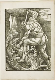 The Labors of Hercules: Bringing Cerberus from the Lower World, c. 1528. Creator: Gabriel Salmon