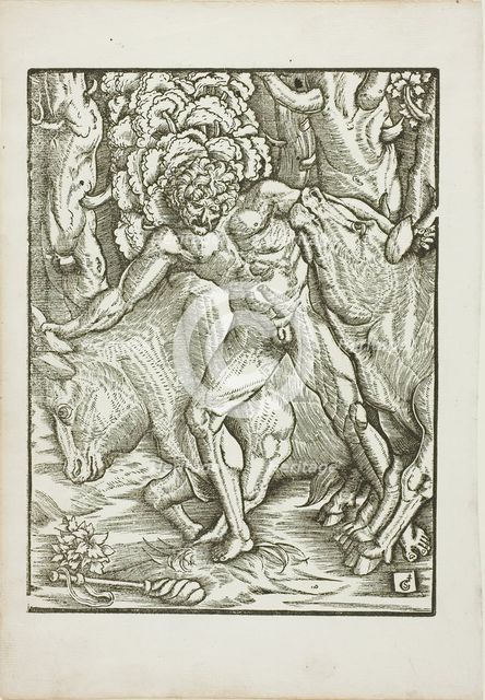 The Labors of Hercules: Capture of the Oxen of the Geryones in Erythia, c. 1528. Creator: Gabriel Salmon.