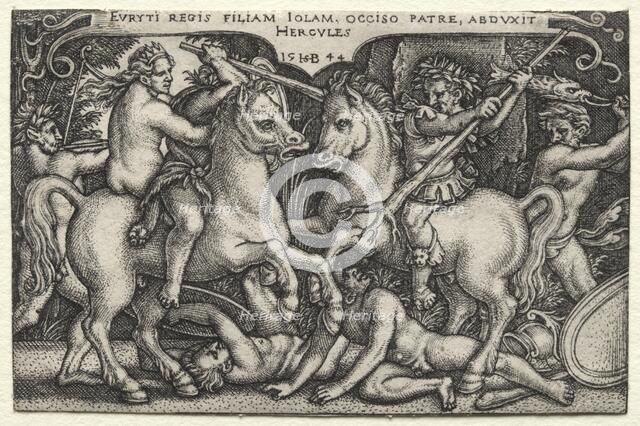 The Labors of Hercules: Hercules Abducting Iole, 1544. Creator: Hans Sebald Beham (German, 1500-1550).