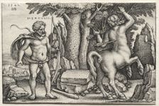 The Labors of Hercules: Hercules and Nessus, 1542. Creator: Hans Sebald Beham (German, 1500-1550)