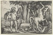 The Labors of Hercules: Hercules and Nessus, 1542. Creator: Hans Sebald Beham (German, 1500-1550)