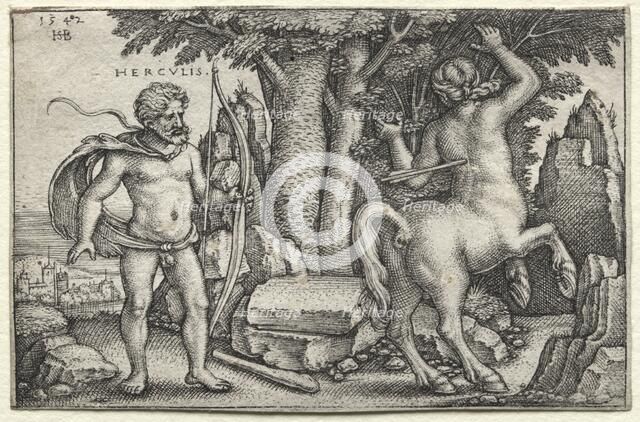 The Labors of Hercules: Hercules and Nessus, 1542. Creator: Hans Sebald Beham (German, 1500-1550).