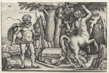 The Labors of Hercules: Hercules and Nessus, 1542. Creator: Hans Sebald Beham (German, 1500-1550)