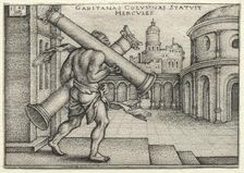 The Labors of Hercules: Hercules and the Columns of Gades, 1545. Creator: Hans Sebald Beham (German, 1500-1550)