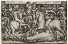 The Labors of Hercules: Hercules Conquering Troy, 1545. Creator: Hans Sebald Beham (German, 1500-1550)