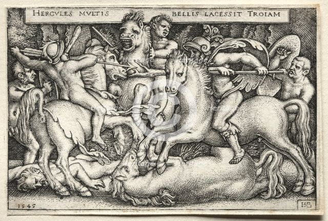 The Labors of Hercules: Hercules Conquering Troy, 1545. Creator: Hans Sebald Beham (German, 1500-1550).