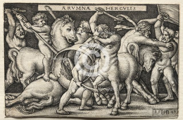 The Labors of Hercules: Hercules Defeating the Centaurs, 1542. Creator: Hans Sebald Beham (German, 1500-1550).