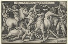 The Labors of Hercules: Hercules Defeating the Centaurs, 1542. Creator: Hans Sebald Beham (German, 1500-1550)