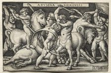 The Labors of Hercules: Hercules Defeating the Centaurs, 1542. Creator: Hans Sebald Beham (German, 1500-1550)