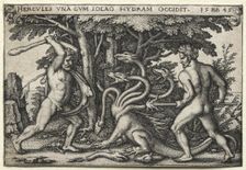 The Labors of Hercules: Hercules Killing the Lernean Hydra, 1545. Creator: Hans Sebald Beham (German, 1500-1550)