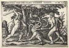 The Labors of Hercules: Hercules Killing the Lernean Hydra, 1545. Creator: Hans Sebald Beham (German, 1500-1550)