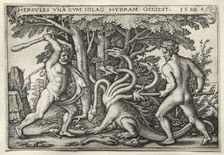 The Labors of Hercules: Hercules Killing the Lernean Hydra, 1545. Creator: Hans Sebald Beham (German, 1500-1550)