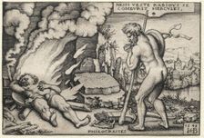 The Labors of Hercules: Hercules on his Pyre, 1548. Creator: Hans Sebald Beham (German, 1500-1550)