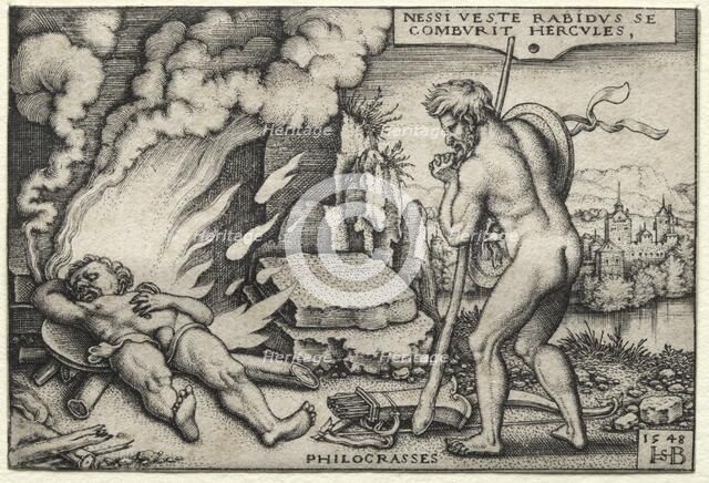 The Labors of Hercules: Hercules on his Pyre, 1548. Creator: Hans Sebald Beham (German, 1500-1550).