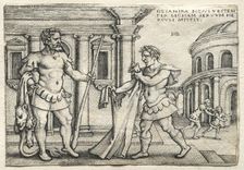 The Labors of Hercules: Hercules Receiving the Garment Steeped in Nessus Blood, 1542. Creator: Hans Sebald Beham (German, 1500-1550)